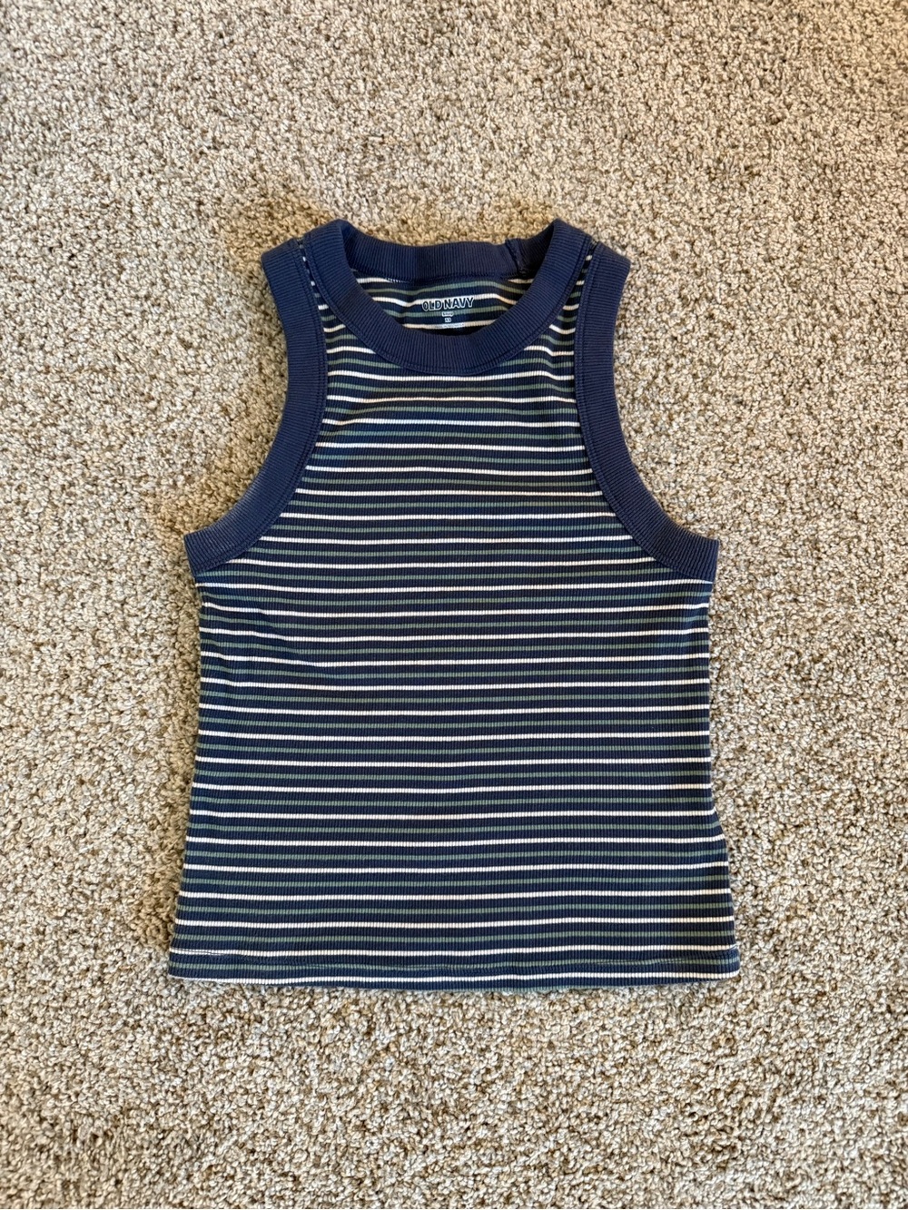 Old Navy Navy Striped Ribbed Tank Top